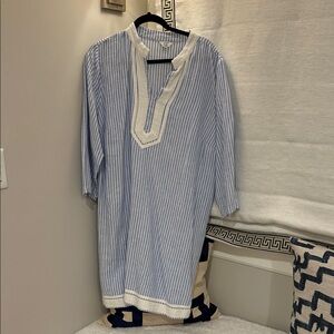 Blue and White Striped Dress